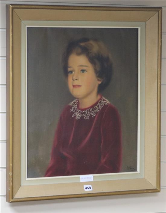 Maurice Litten (1919-1979) oil on canvas, portrait of Mary Marshall, signed, 55 x 44cm